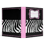 Zebra Stripe Pink Trendy School Binder