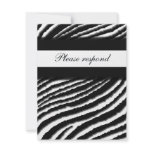 Zebra Stripe Print Wedding RSVP Cards invitations