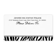 Zebra Stripe Themed Wedding label