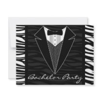 Zebra Stripe Tuxedo Bachelor Party Invitation