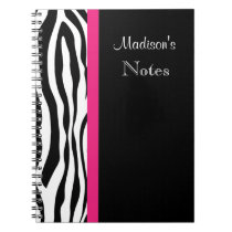 Zebra Stripe with Pink Personalized Notebook notebooks