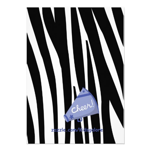 Zebra Striped Blue Cheerleader Birthday Invite