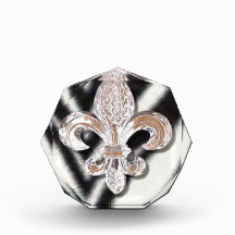 Zebra Striped Fleur De Lis Crystal New Orleans Awards