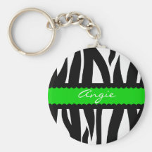 Zebra Striped Pattern Personalized Name Keychain