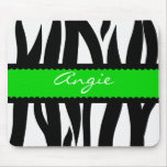 Zebra Striped Pattern Personalized Name Mousepad