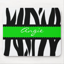Zebra Striped Pattern Personalized Name Mousepad