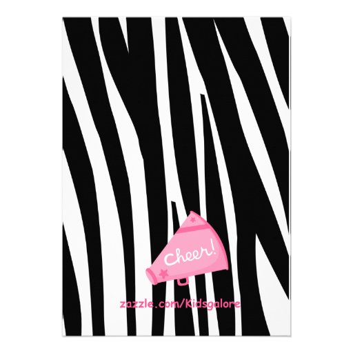 Zebra Striped Pink Cheerleader Birthday Invite