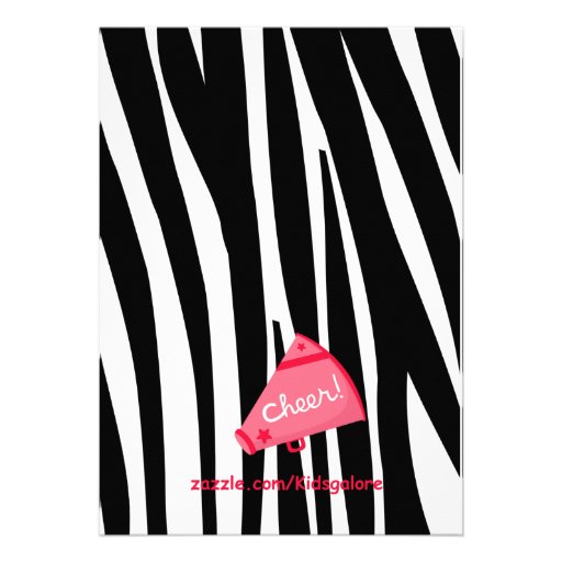 Zebra Striped Red Cheerleader Birthday Invite