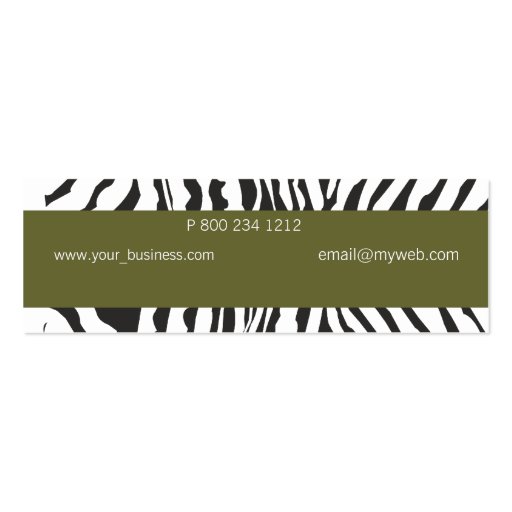 Zebra Stripes Affordable Business Card Template (back side)