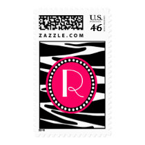 Zebra Stripes and Hot Pink Monogrammed Stamps