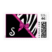Zebra Stripes and Pink Ribbon Monogram Stamps