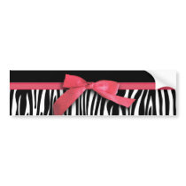 Zebra stripes and red ribbon graphic bumper stickers