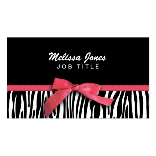 Zebra stripes and red ribbon graphic business card templates (back side)
