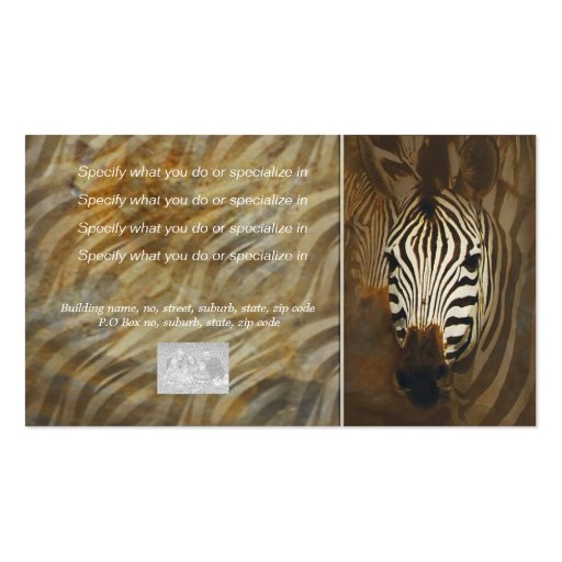 Zebra stripes art profile cards - customizable business cards (back side)