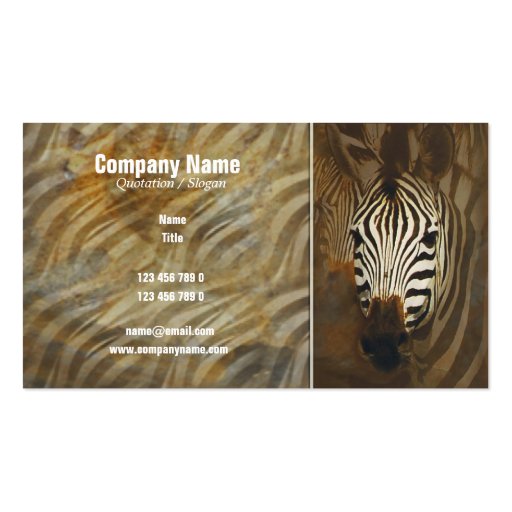 Zebra stripes art profile cards - customizable business cards (front side)