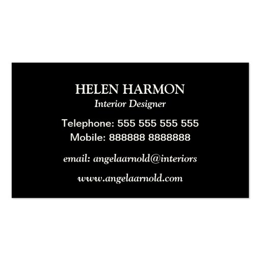 Zebra stripes black & white custom H business card (back side)