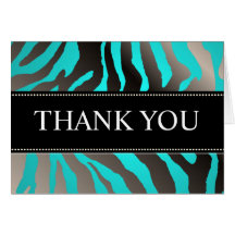 Zebra Stripes/DIY color, Aqua/Thank You Note Cards