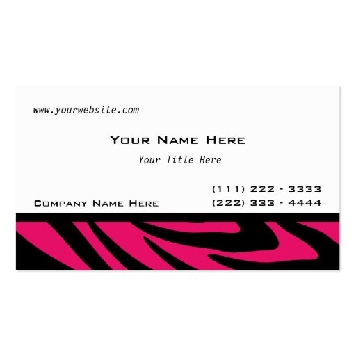 Zebra Stripes Fuschia Business Card Template (front side)