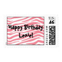 zebra stripes, Happy Birthday Lexie! postage