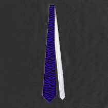 Zebra Stripes In Black On Glow Dark Blue Necktie