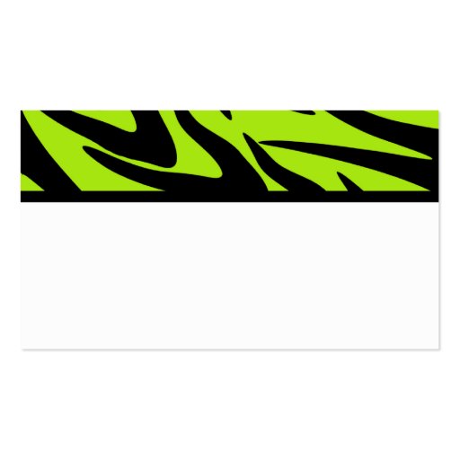 Zebra Stripes Lime Green Business Card Templates (back side)