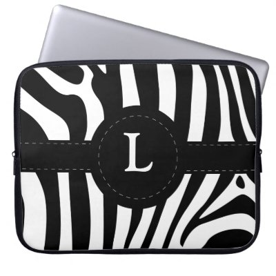 Zebra stripes monogram initial L custom Computer Sleeve