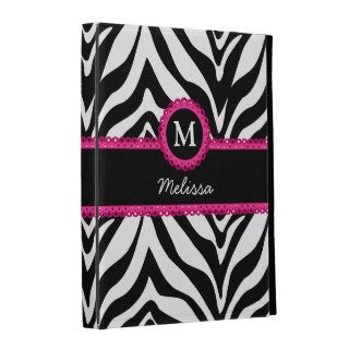 Zebra Stripes Monogram Name iPad Cases