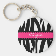 Zebra Stripes Pattern Personalized Name Keychain