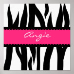 Zebra Stripes Pattern Personalized Name Poster