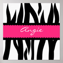Zebra Stripes Pattern Personalized Name Poster