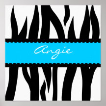 Zebra Stripes Pattern Personalized Name Poster