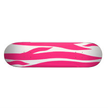 Zebra Stripes Pattern Pink and White Girly Board Custom Skate Board