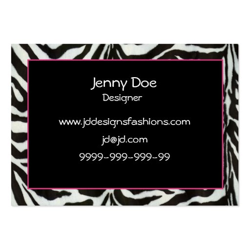 zebra stripes pink fur Chic Business Cards (back side)