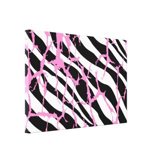 Zebra Stripes Pink Grunge Modern Canvas Art Stretched Canvas Prints