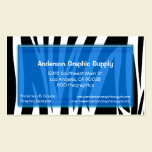 Zebra Stripes With Blue Glass Rectangle business cards