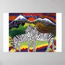 ZEBRA SUNSET,  African Collection  Poster