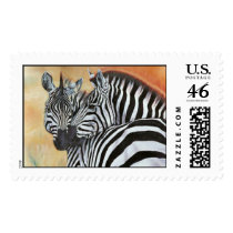 "Zebra Sunset" postage by paintonmypaws "Zebra Sunset" postage
