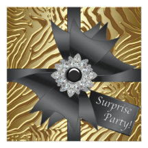 Zebra Surprise Birthday Party Personalized Invitation