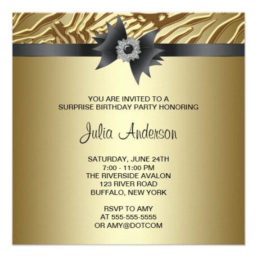 Zebra Surprise Birthday Party Personalized Invitation