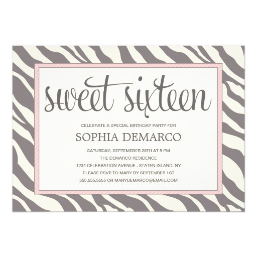 ZEBRA SWEET 16 | BIRTHDAY INVITATION