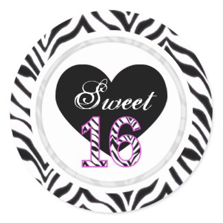 Zebra Sweet 16 Stickers