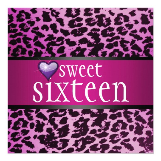 Zebra Sweet Sixteen Invitation