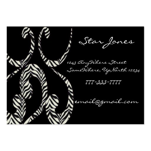 Zebra Swirls Business Card Template (front side)