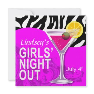 Zebra Swoop Girls' Night Out Cocktail Party invitation