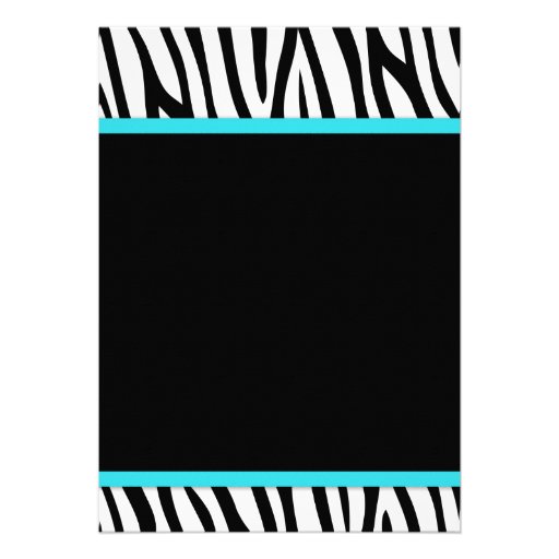 Zebra Teal Blue PrintedBow Sweet 16 Birthday Party Custom Announcements