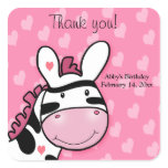 ZEBRA VALENTINE'S DAY Square Favor Sticker