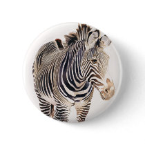"Zebra" Watercolor Wildlife Art buttons