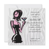 zebra white; bachelorette personalized announcements