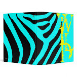 Zebra Wild Blue and Yellow Avery Binder