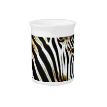 Zebra with black and white stripes in Africa Beverage Pitchers